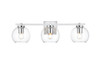 Living District LD7311W24CH Juelz 3 light Chrome and Clear Bath Sconce