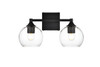 Living District LD7308W16BLK Foster 2 light Black and Clear Bath Sconce Living District LD7308W16BLK Foster 2 light Black and Clear Bath Sconce