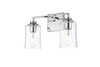 Living District LD7314W14CH Ronnie 2 light Chrome and Clear Bath Sconce