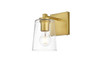 Living District LD7310W5BRA Kacey 1 light Brass and Clear Bath Sconce