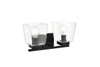 Living District LD7312W14BLK Merrick 2 light Black and Clear Bath Sconce