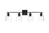 Living District LD7309W34BLK Harris 4 light Black and Clear Bath Sconce