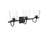 Living District LD7313W24BLK Avani 3 light Black and Clear Bath Sconce