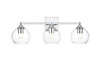 Living District LD7308W25CH Foster 3 light Chrome and Clear Bath Sconce