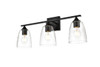 Living District LD7309W24BLK Harris 3 light Black and Clear Bath Sconce