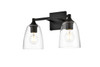 Living District LD7307W15BLK Gianni 2 light Black and Clear Bath Sconce