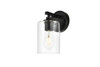 Living District LD7315W5BLK Mayson 1 light Black and Clear Bath Sconce