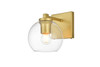 Living District LD7311W6BRA Juelz 1 light Brass and Clear Bath Sconce