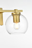 Living District LD7311W15BRA Juelz 2 light Brass and Clear Bath Sconce