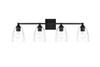 Living District LD7307W32BLK Gianni 4 light Black and Clear Bath Sconce