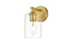 Living District LD7315W5BRA Mayson 1 light Brass and Clear Bath Sconce