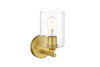 Living District LD7315W5BRA Mayson 1 light Brass and Clear Bath Sconce