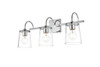 Living District LD7313W24CH Avani 3 light Chrome and Clear Bath Sconce