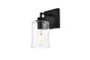 Living District LD7314W5BLK Ronnie 1 light Black and Clear Bath Sconce