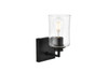 Living District LD7314W5BLK Ronnie 1 light Black and Clear Bath Sconce