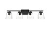 Living District LD7312W32BLK Merrick 4 light Black and Clear Bath Sconce