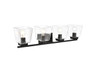 Living District LD7312W32BLK Merrick 4 light Black and Clear Bath Sconce