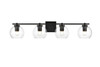 Living District LD7311W34BLK Juelz 4 light Black and Clear Bath Sconce