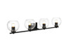 Living District LD7311W34BLK Juelz 4 light Black and Clear Bath Sconce