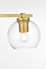 Living District LD7311W24BRA Juelz 3 light Brass and Clear Bath Sconce