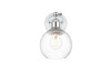 Living District LD7325W6CH Kai 1 light Chrome and Clear Bath Sconce