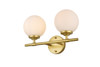 Living District LD7301W15BRA Ansley 2 light Brass and frosted white Bath Sconce