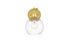 Living District LD7325W6BRA Kai 1 light Brass and Clear Bath Sconce