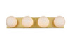 Living District LD7303W31BRA Jaylin 4 light Brass and frosted white Bath Sconce