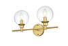 Living District LD7318W19BRA Jaelynn 2 light Brass and Clear Bath Sconce