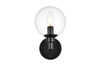 Living District LD7318W6BLK Jaelynn 1 light Black and Clear Bath Sconce