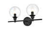 Living District LD7318W19BLK Jaelynn 2 light Black and Clear Bath Sconce