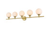 Living District LD7317W47BRA Cordelia 5 light Brass and frosted white Bath Sconce