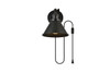 Living District LD7329W7BLK Blaise 1 light Black plug in wall sconce