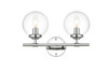 Living District LD7302W15CH Ingrid 2 light Chrome and Clear Bath Sconce