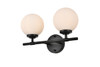 Living District LD7301W15BLK Ansley 2 light Black and frosted white Bath Sconce
