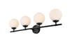 Living District LD7301W33BLK Ansley 4 light Black and frosted white Bath Sconce