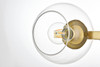Living District LD7320W17BRA Rogelio 2 light Brass and Clear Bath Sconce