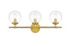 Living District LD7302W24BRA Ingrid 3 light Brass and Clear Bath Sconce