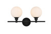 Living District LD7317W19BLK Cordelia 2 light Black and frosted white Bath Sconce