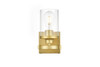 Living District LD7316W5BRA Saanvi 1 light Brass and Clear Bath Sconce