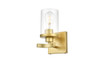 Living District LD7316W5BRA Saanvi 1 light Brass and Clear Bath Sconce