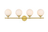 Living District LD7301W33BRA Ansley 4 light Brass and frosted white Bath Sconce