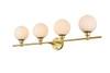 Living District LD7317W38BRA Cordelia 4 light Brass and frosted white Bath Sconce