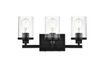 Living District LD7316W18BLK Saanvi 3 light Black and Clear Bath Sconce