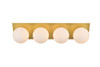 Living District LD7304W29BRA Jillian 4 light Brass and frosted white Bath Sconce