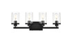 Living District LD7316W25BLK Saanvi 4 light Black and Clear Bath Sconce