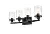 Living District LD7316W25BLK Saanvi 4 light Black and Clear Bath Sconce