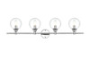 Living District LD7318W38CH Jaelynn 4 light Chrome and Clear Bath Sconce