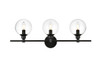 Living District LD7318W28BLK Jaelynn 3 light Black and Clear Bath Sconce