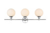 Living District LD7317W28CH Cordelia 3 light Chrome and frosted white Bath Sconce